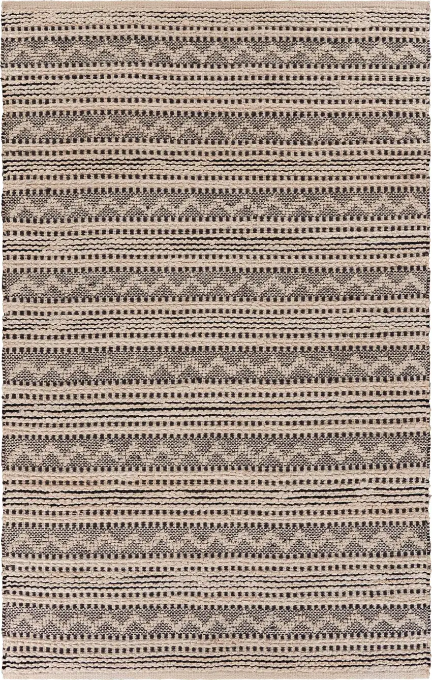 Black and Blush Chevron Stripe Area Rug Photo 1