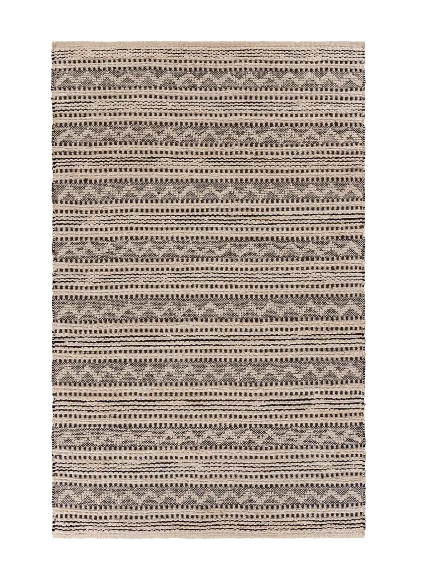 Black and Blush Chevron Stripe Area Rug Photo 3