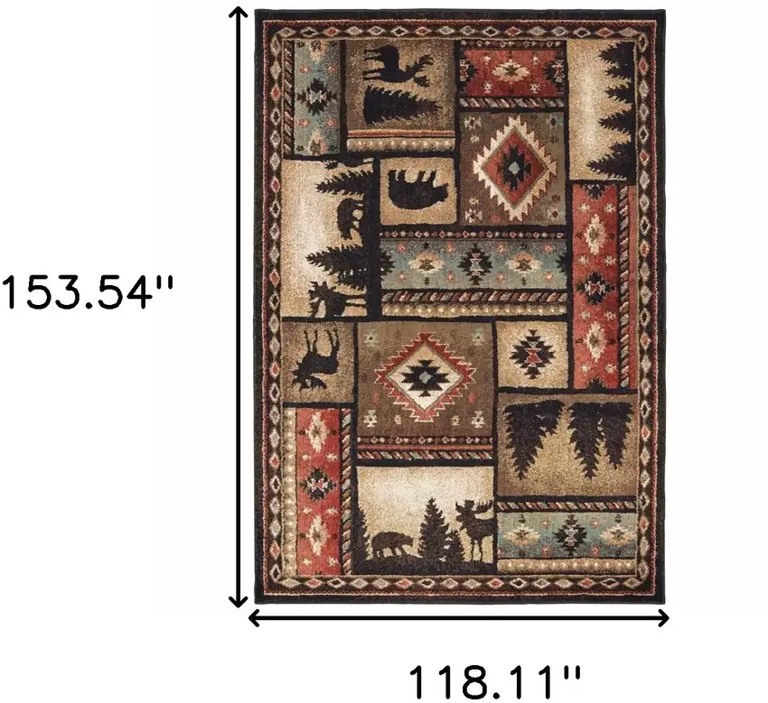 Black and Brown Nature Lodge Area Rug Photo 5