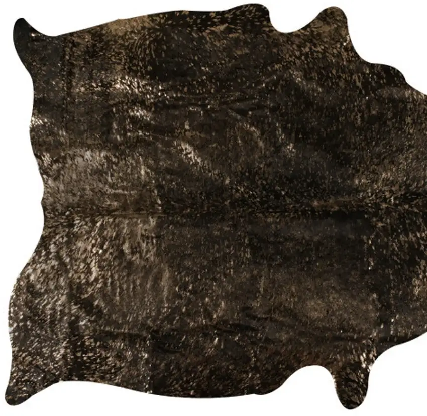 Black and Copper Gold Cowhide Hand Knotted Area Rug Photo 3