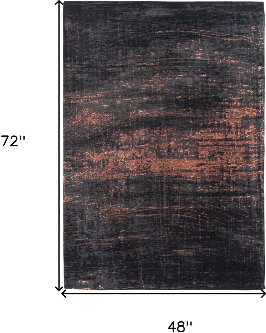Black and Gold Abstract Non Skid Area Rug Photo 3
