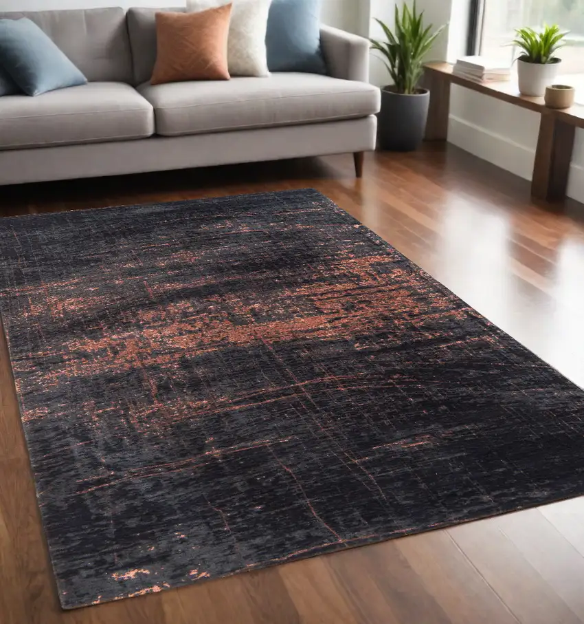 Black and Gold Abstract Non Skid Area Rug Photo 1