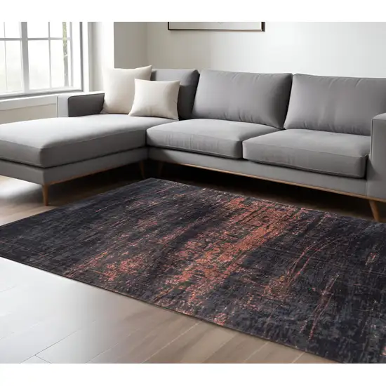 Black and Gold Abstract Non Skid Area Rug Photo 1