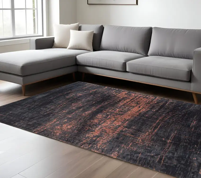 Black and Gold Abstract Non Skid Area Rug Photo 1