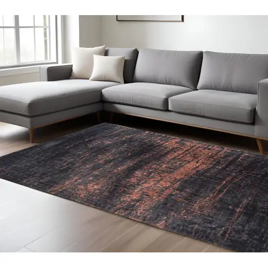 Black and Gold Abstract Non Skid Area Rug Photo 1