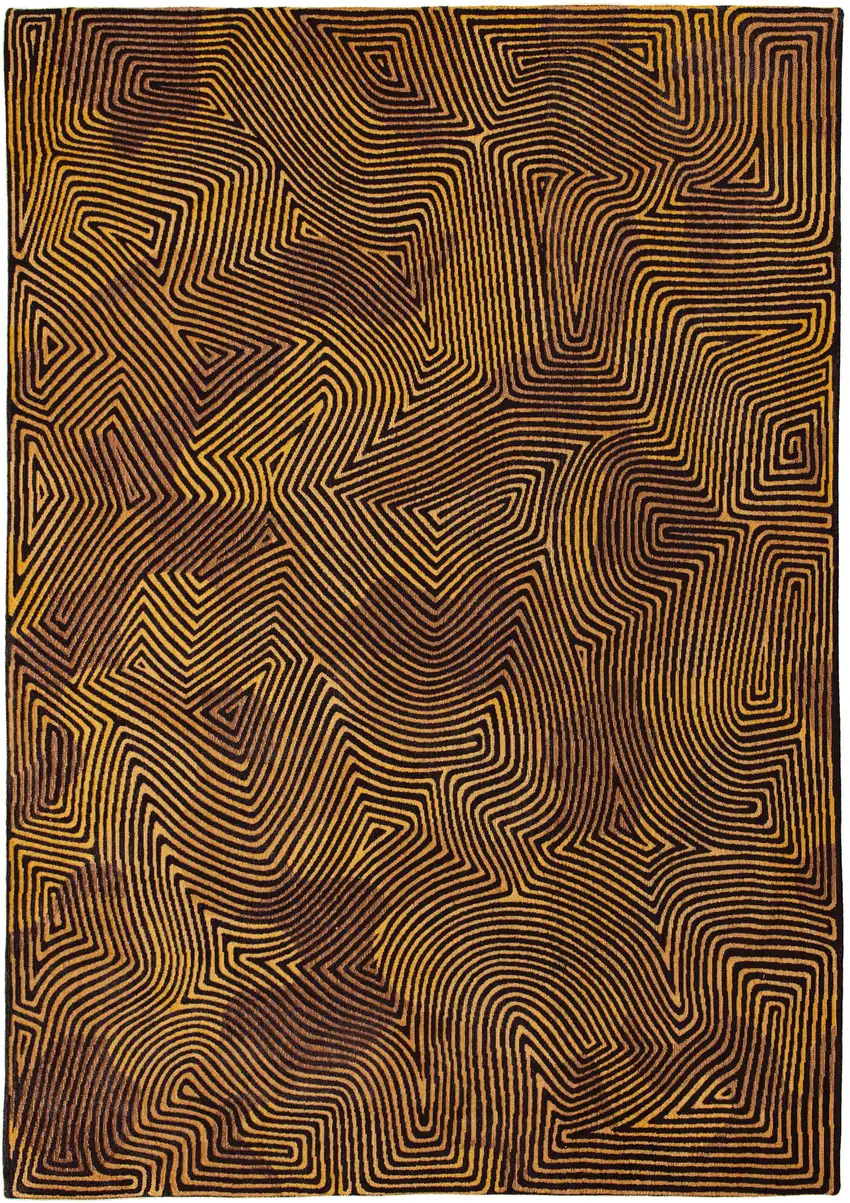 Black and Gold Abstract Non Skid Area Rug Photo 6