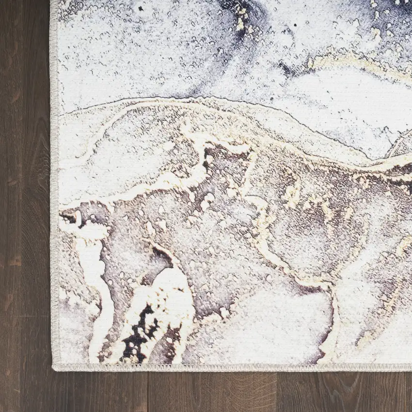 Black and Gold Abstract Power Loom Area Rug Photo 7