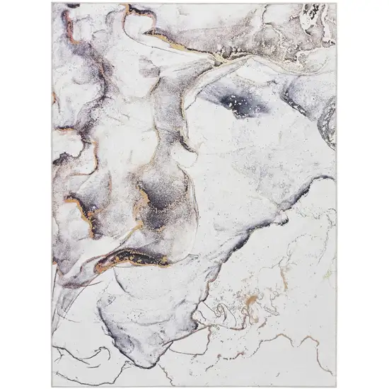 Black and Gold Abstract Power Loom Area Rug Photo 9