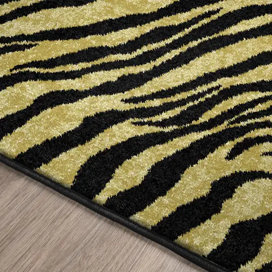 Black and Gold Animal Print Shag Handmade Non Skid Area Rug Photo 4