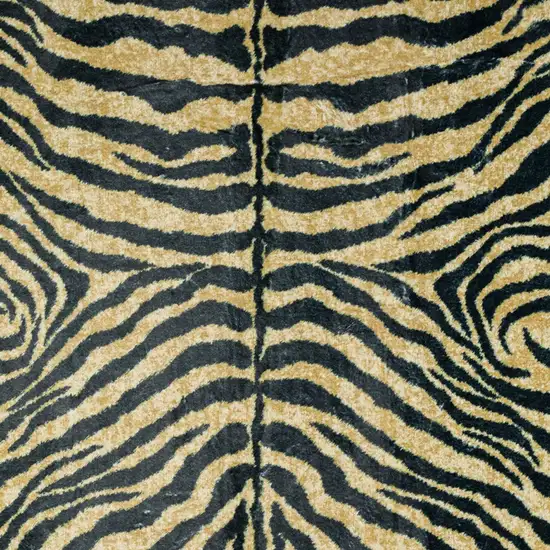 Black and Gold Animal Print Shag Handmade Non Skid Area Rug Photo 3