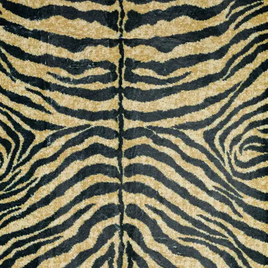 Black and Gold Animal Print Shag Handmade Non Skid Area Rug Photo 4