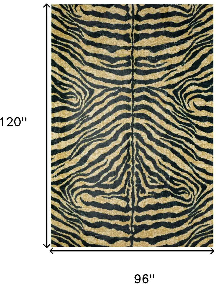 Black and Gold Animal Print Shag Handmade Non Skid Area Rug Photo 6