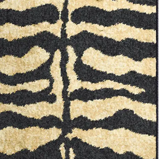 Black and Gold Animal Print Shag Handmade Non Skid Runner Rug Photo 3