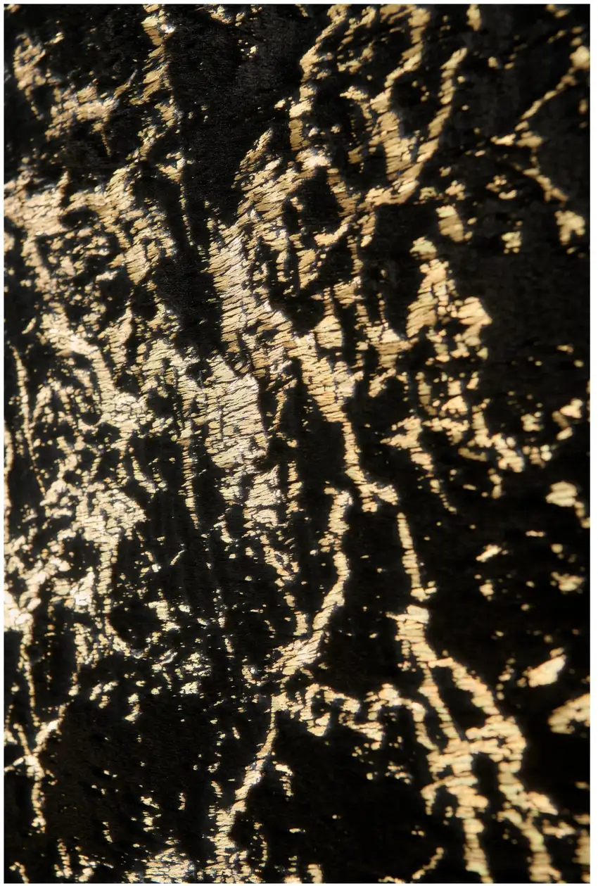 Black and Gold Faux Fur Abstract Shag Non Skid Area Rug Photo 2