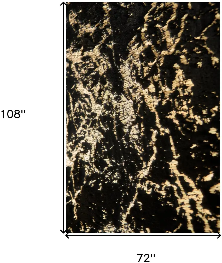 Black and Gold Faux Fur Abstract Shag Non Skid Area Rug Photo 3