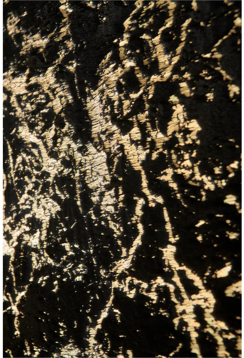 Black and Gold Faux Fur Abstract Shag Non Skid Area Rug Photo 2