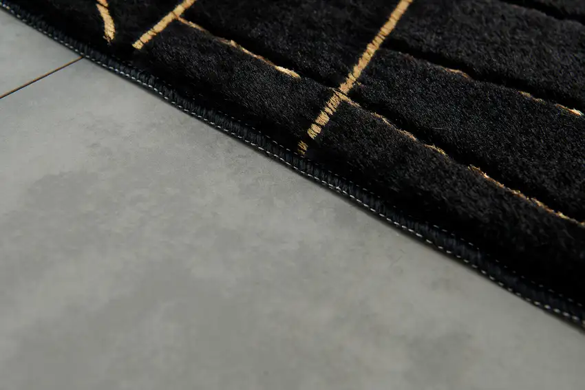 Black and Gold Faux Fur Abstract Shag Non Skid Area Rug Photo 4