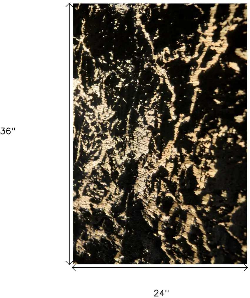 Black and Gold Faux Fur Abstract Washable Non Skid Area Rug Photo 5