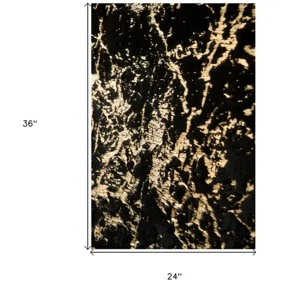 Black and Gold Faux Fur Abstract Washable Non Skid Area Rug Photo 5