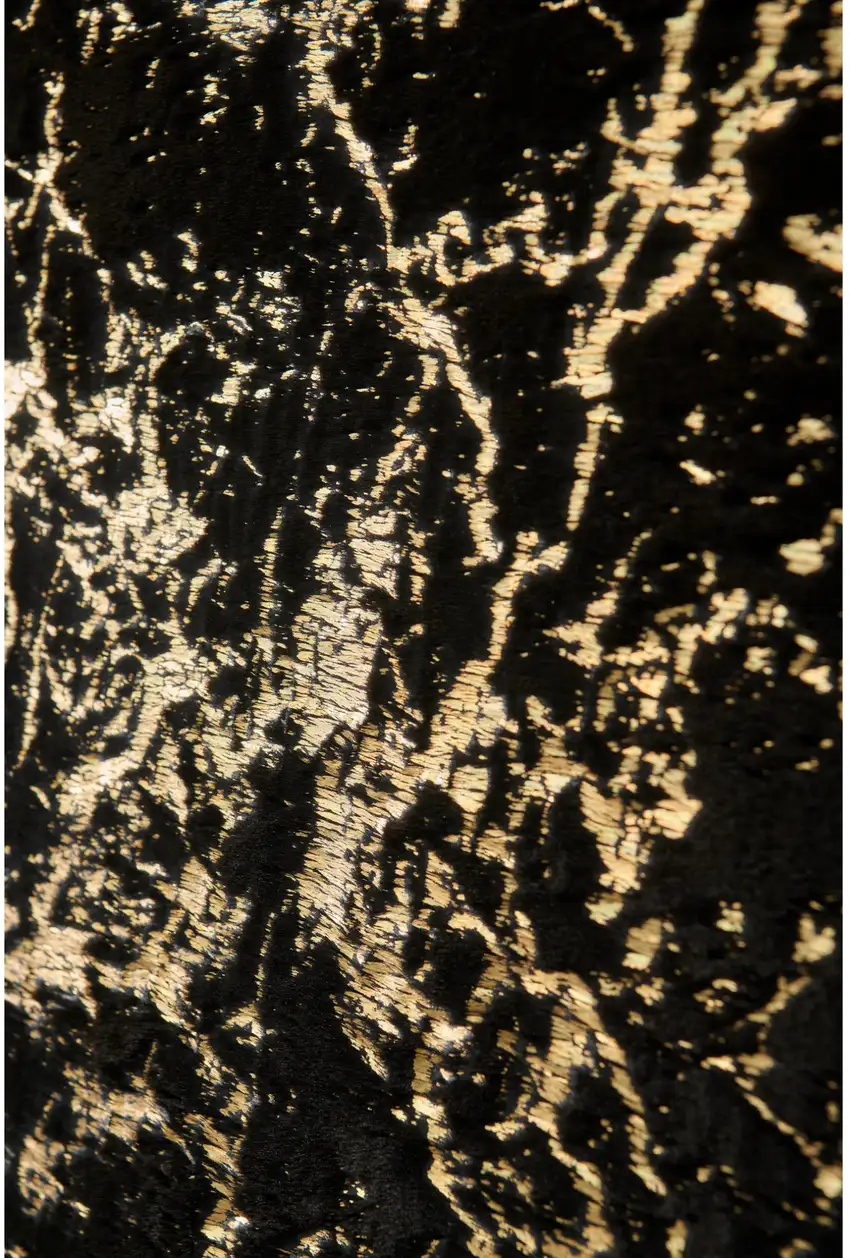 Black and Gold Faux Fur Abstract Washable Non Skid Area Rug Photo 2