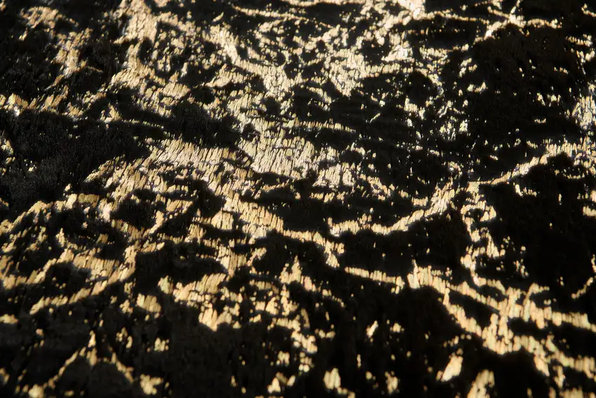 Black and Gold Faux Fur Abstract Washable Non Skid Area Rug Photo 9