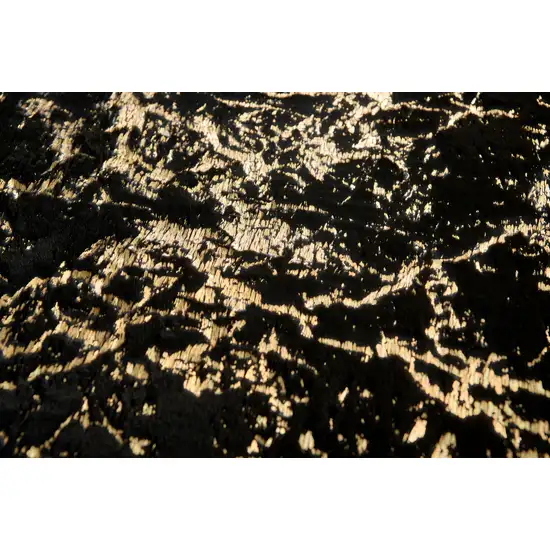 Black and Gold Faux Fur Abstract Washable Non Skid Area Rug Photo 4