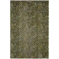Photo of Black and Gold Leopard Print Shag Handmade Non Skid Area Rug
