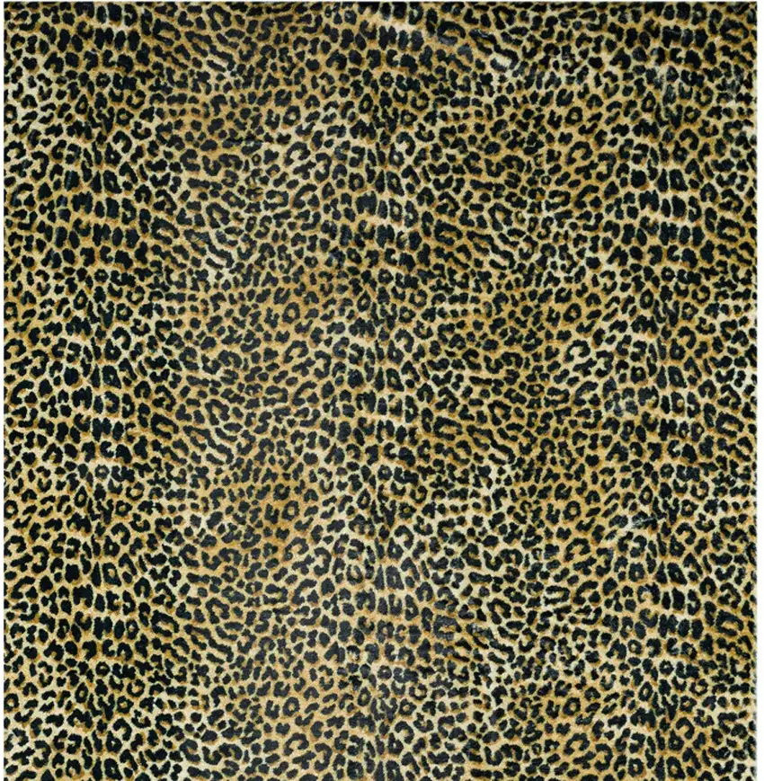 Black and Gold Leopard Print Shag Handmade Non Skid Area Rug Photo 4