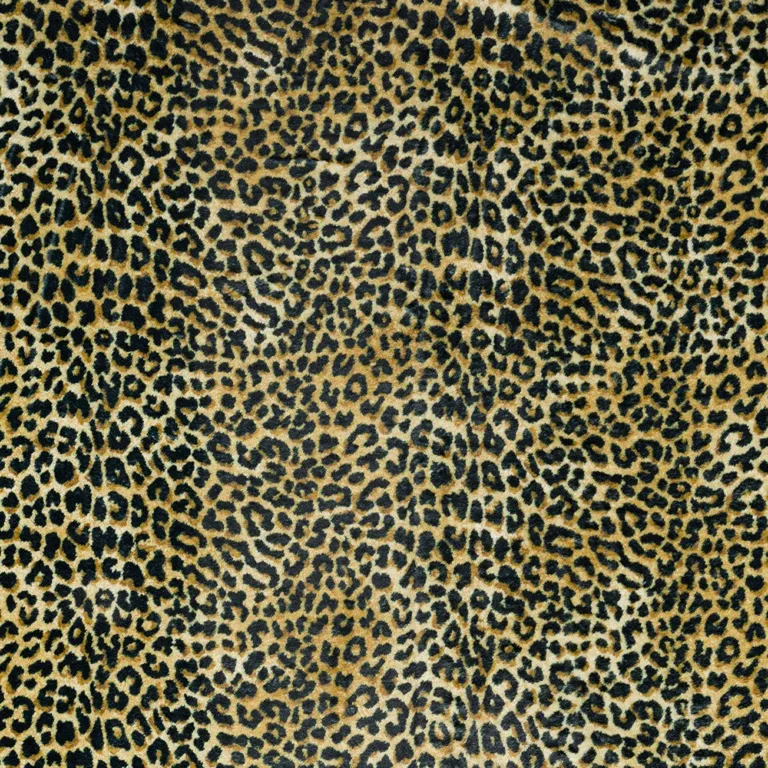 Black and Gold Leopard Print Shag Handmade Non Skid Area Rug Photo 4