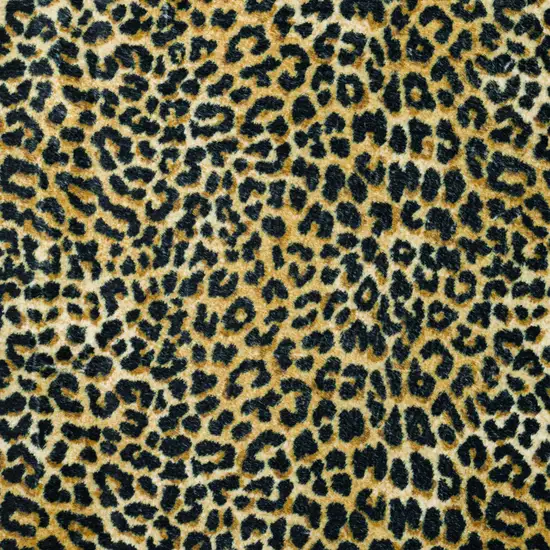 Black and Gold Leopard Print Shag Handmade Non Skid Runner Rug Photo 6