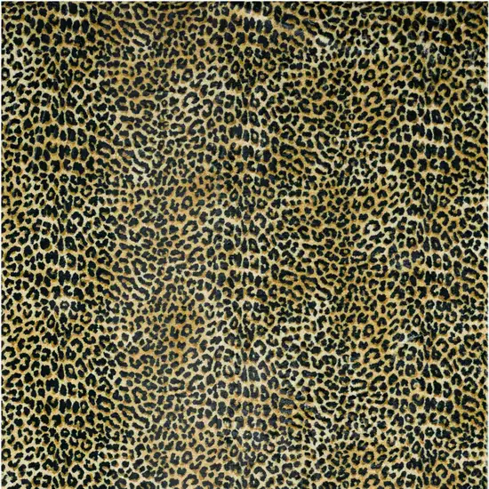Black and Gold Leopard Print Shag Handmade Non Skid Runner Rug Photo 3