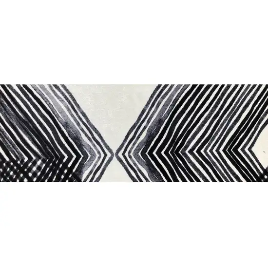 Black and Gray Abstract Arrow Washable Runner Rug Photo 1
