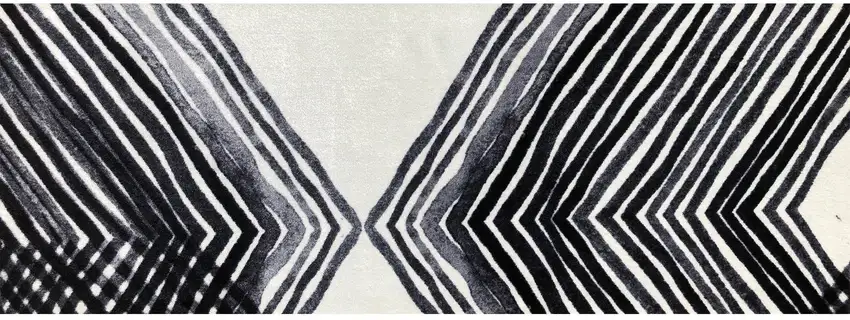 Black and Gray Abstract Arrow Washable Runner Rug Photo 1