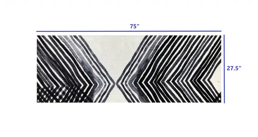 2' x 6' Black and Gray Abstract Arrow Washable Runner Rug Photo 6