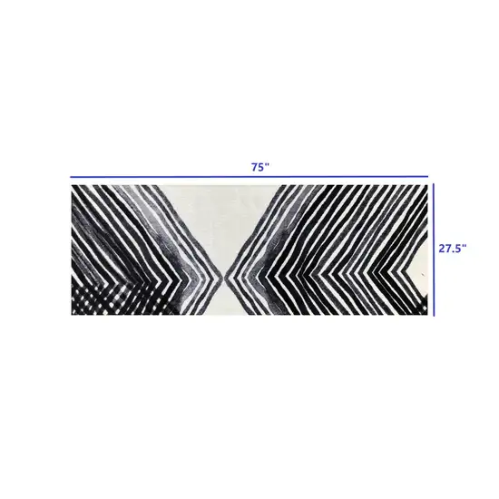 2' x 6' Black and Gray Abstract Arrow Washable Runner Rug Photo 6