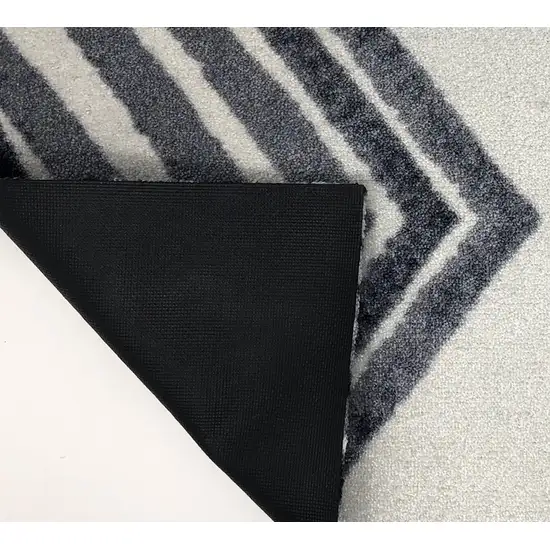 Black and Gray Abstract Arrow Washable Runner Rug Photo 3