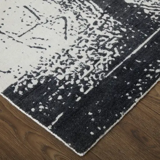 Black and Gray Abstract Hand Woven Area Rug Photo 8