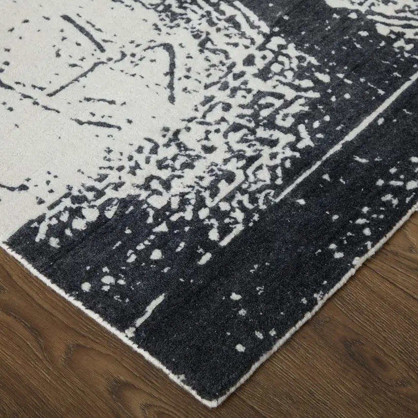 Black and Gray Abstract Hand Woven Area Rug Photo 8