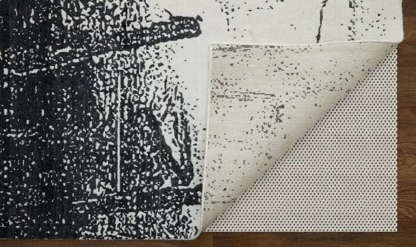 Black and Gray Abstract Hand Woven Area Rug Photo 8