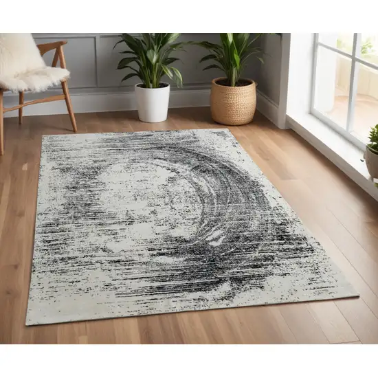 Black and Gray Abstract Hand Woven Area Rug Photo 1