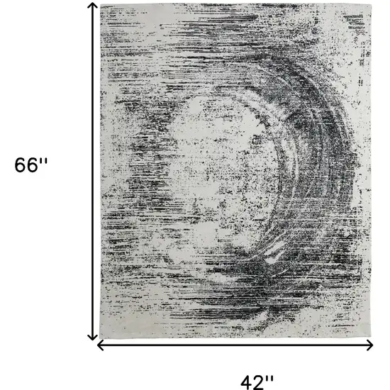 Black and Gray Abstract Hand Woven Area Rug Photo 3