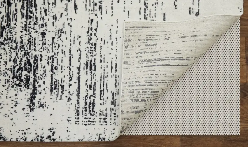 Black and Gray Abstract Hand Woven Area Rug Photo 6