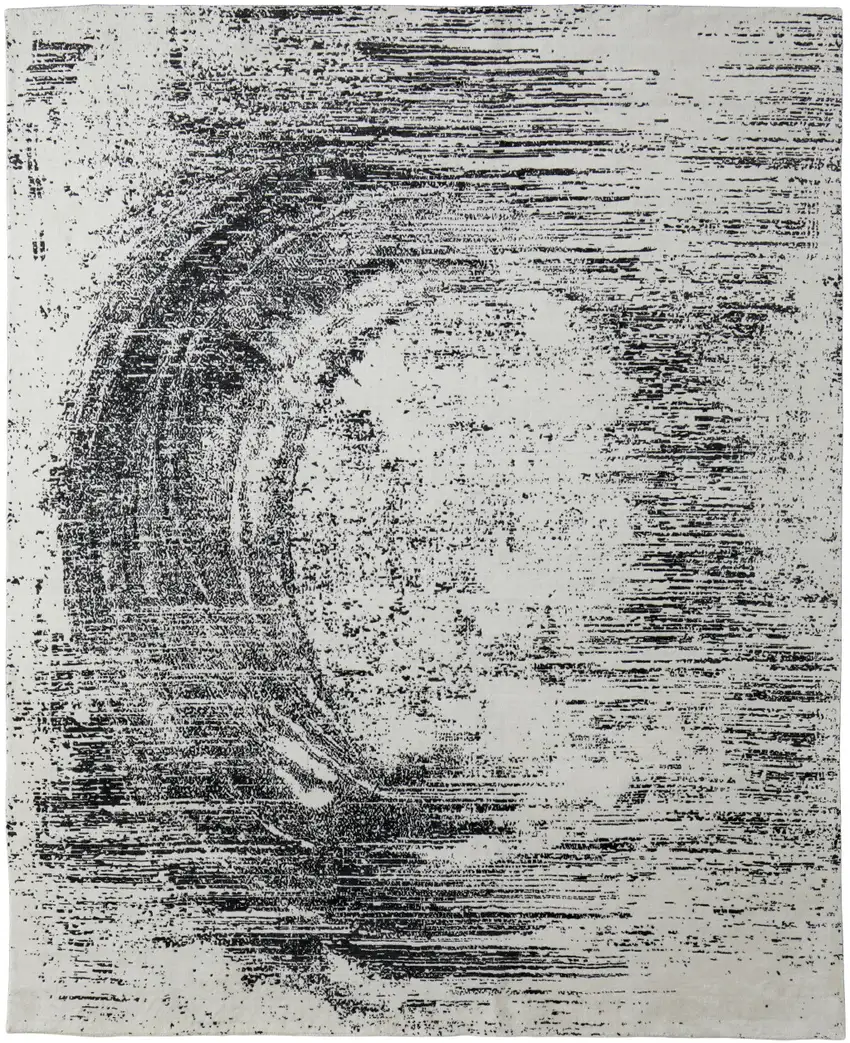 Black and Gray Abstract Hand Woven Area Rug Photo 5