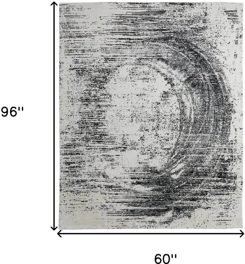 Black and Gray Abstract Hand Woven Area Rug Photo 3