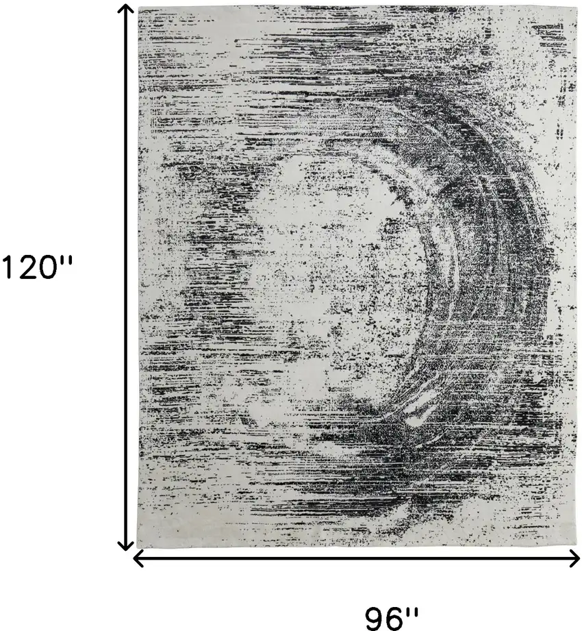 Black and Gray Abstract Hand Woven Area Rug Photo 3