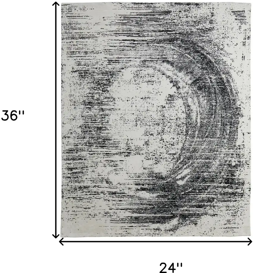 Black and Gray Abstract Hand Woven Area Rug Photo 3