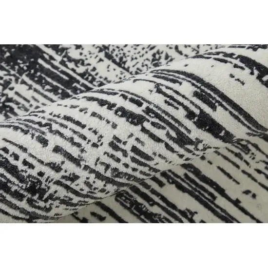 Black and Gray Abstract Hand Woven Area Rug Photo 8