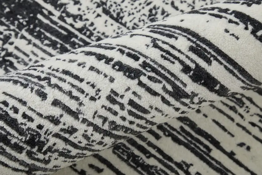 Black and Gray Abstract Hand Woven Area Rug Photo 8