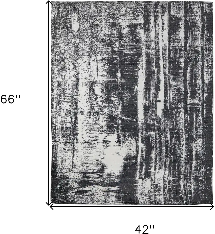 Black and Gray Abstract Hand Woven Area Rug Photo 3