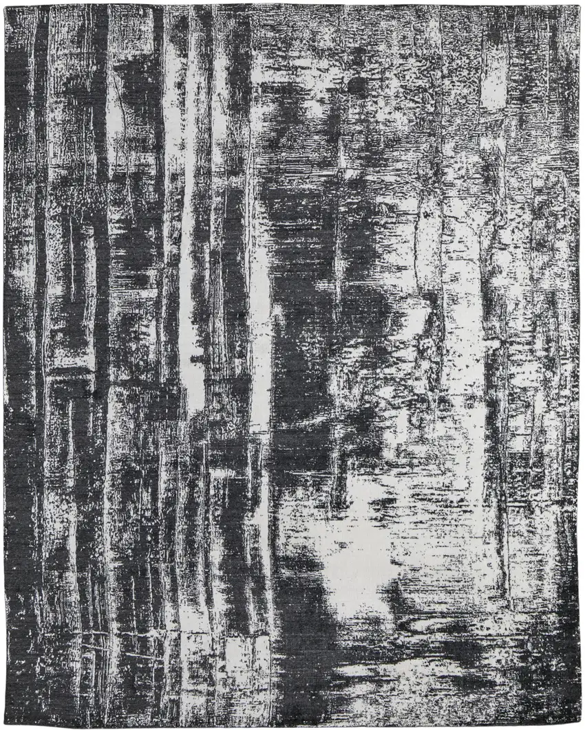 Black and Gray Abstract Hand Woven Area Rug Photo 5